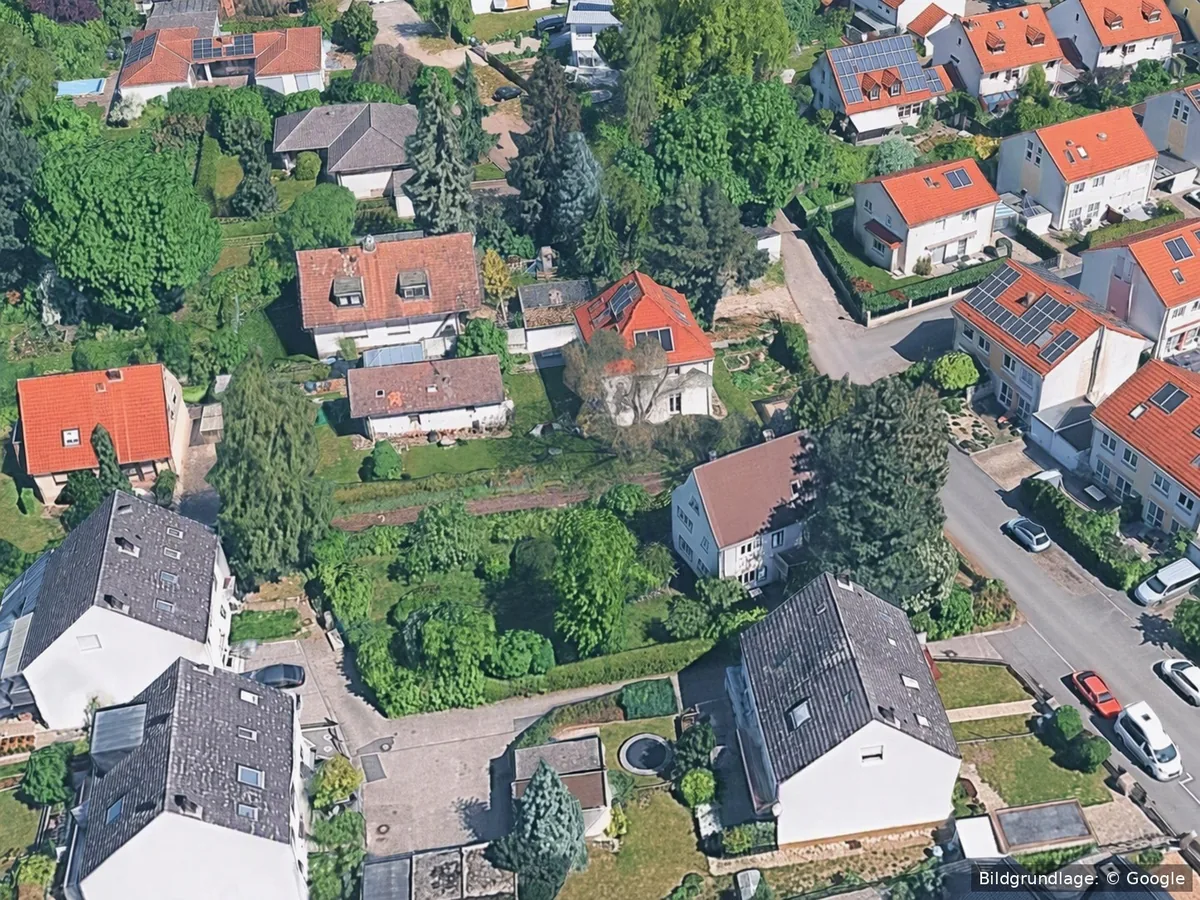 Grundstück in Fürth vorher, Luftbild
